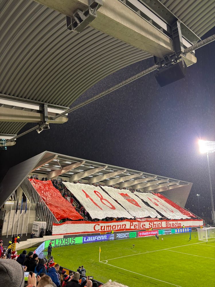 Shelbourne FC TIFO before the UEFA conference league game against Crystal Palace 