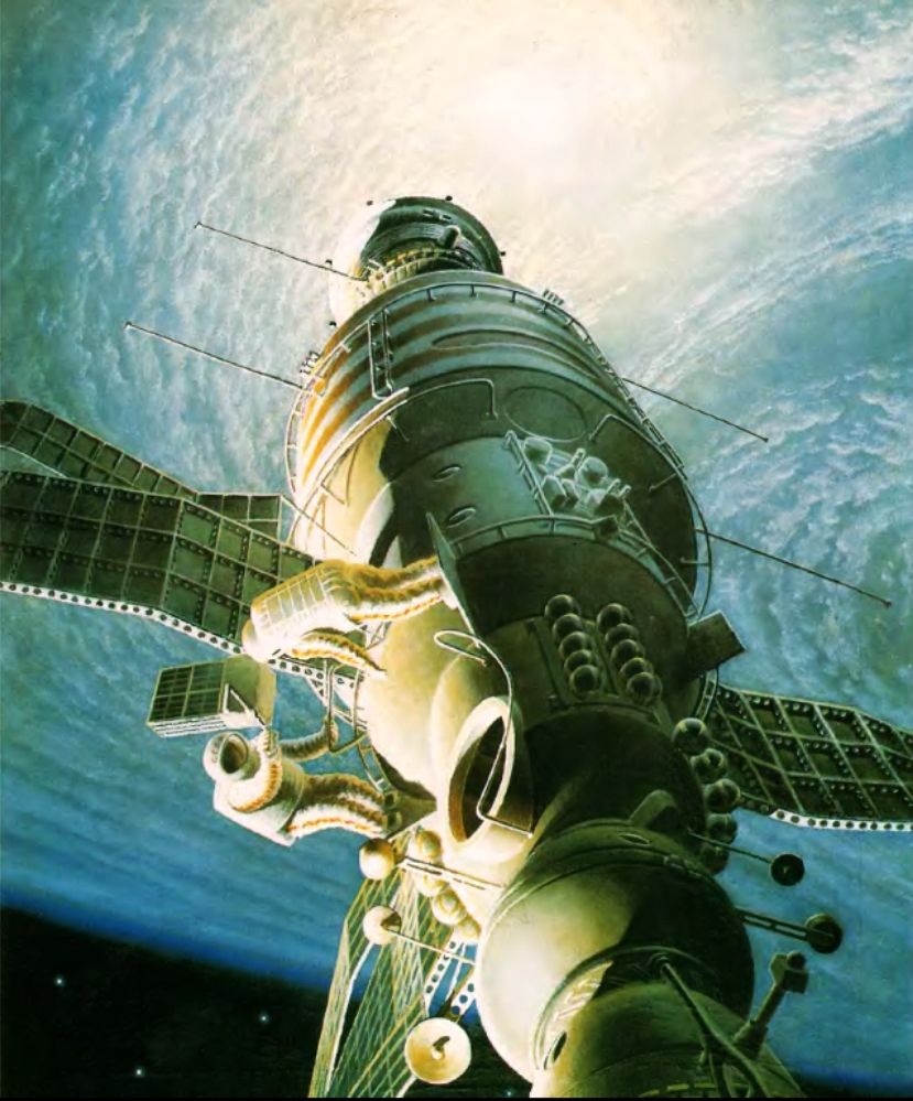 Cosmonauts working in space, Sokolov