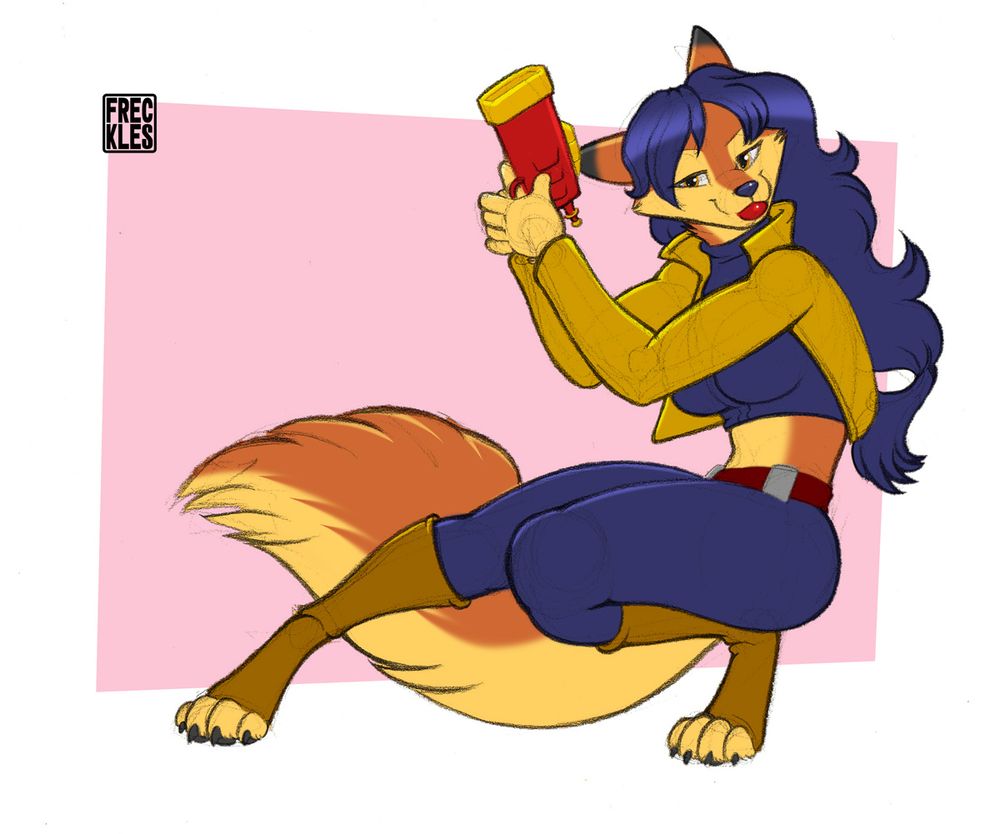 Pencil scanned picture colored digitally. Carmelita from Sly Cooper
