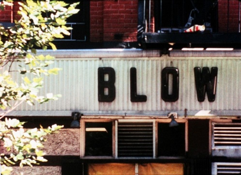 The word BLOW on a sign in New York City circa 1970.