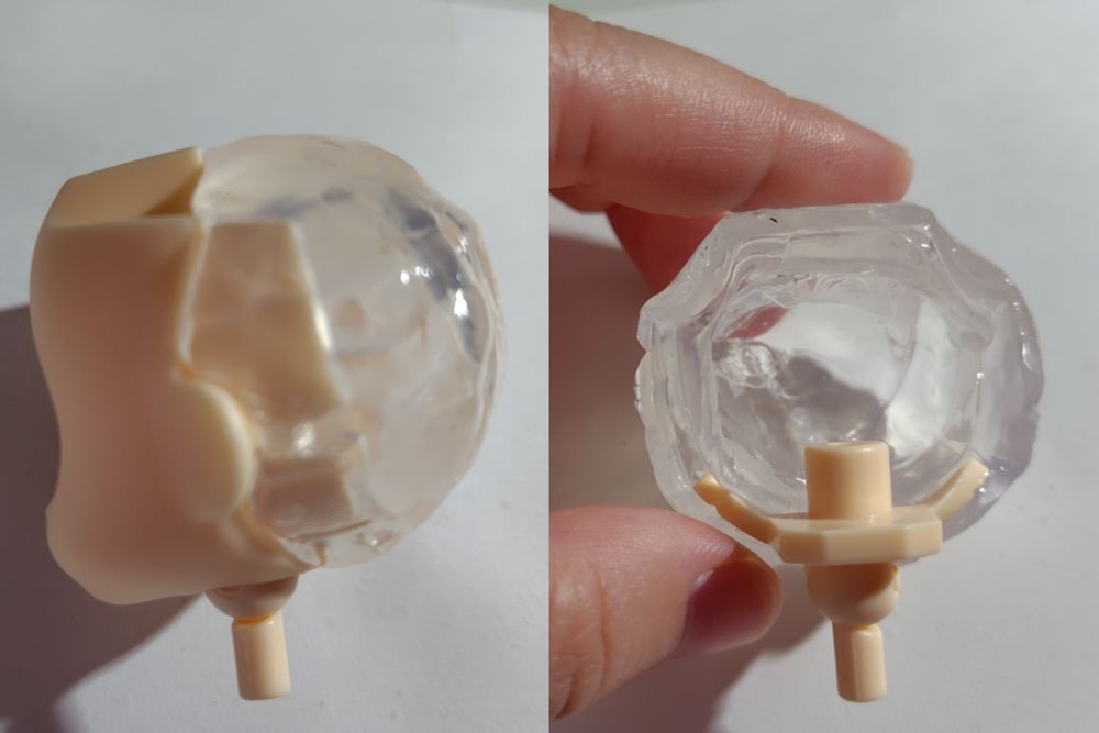 ダイソーのお湯でやわらかくなる粘土でフェイスパーツに合うように頭部土台作成