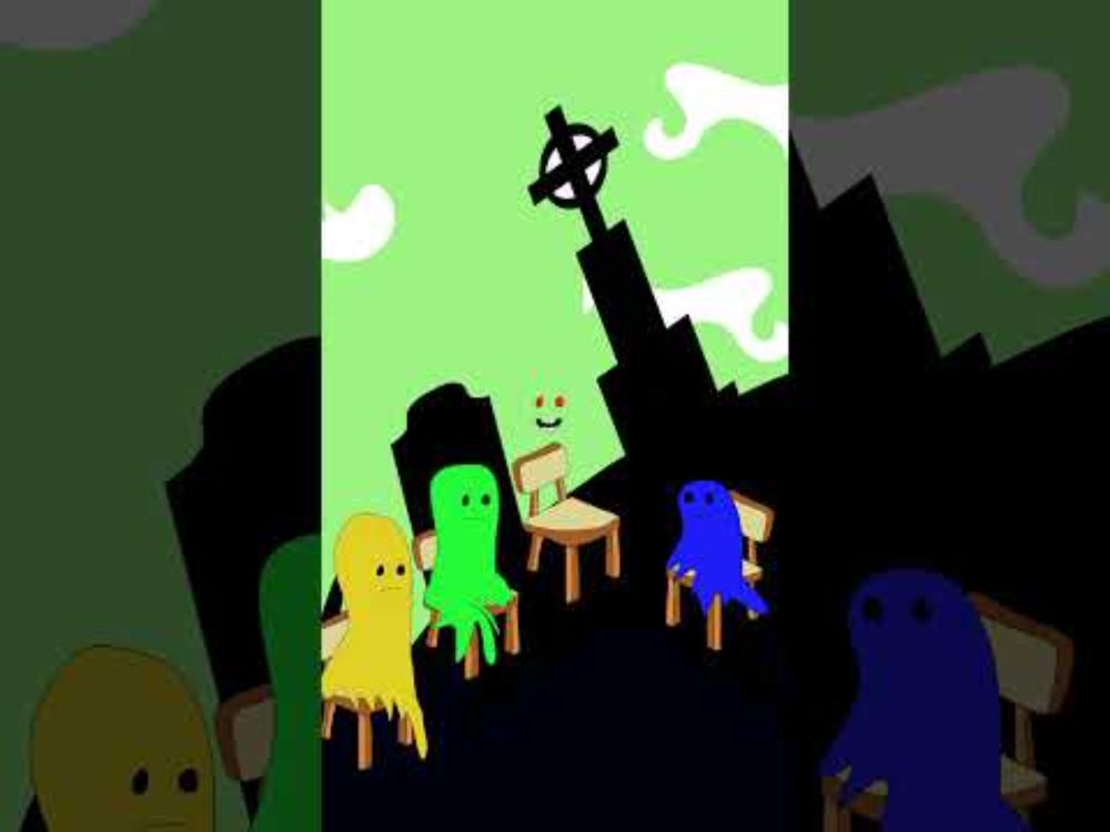 One Ghost forgot his sheet, and the others were afraid of his voice and red eyes