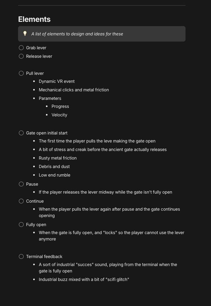 screenshot of my sound design template in the app AnyType