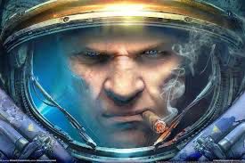 A Starcraft 2 Terran chomping on a stoogie