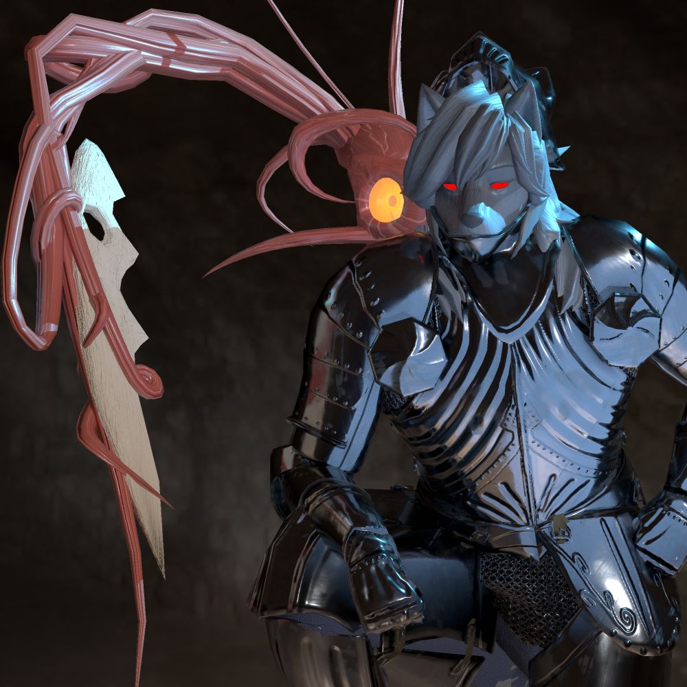 ditto, but the helmet is off, exposing the face.