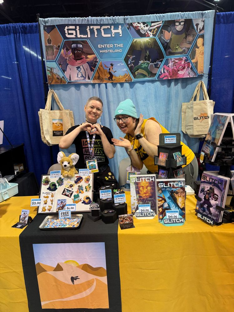 Sarah and Alston pose for a photo at their Wasteland Comics Small Press table during WonderCon. 
