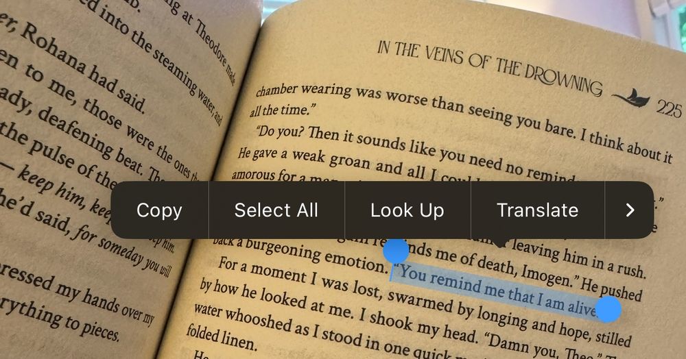 In the veins of the drowning line highlighted that says “you remind me that I am alive.”