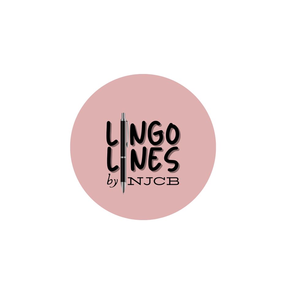 Here's my logo. Visit my Etsy shop: www.lingolinesbynjcb.etsy.com 