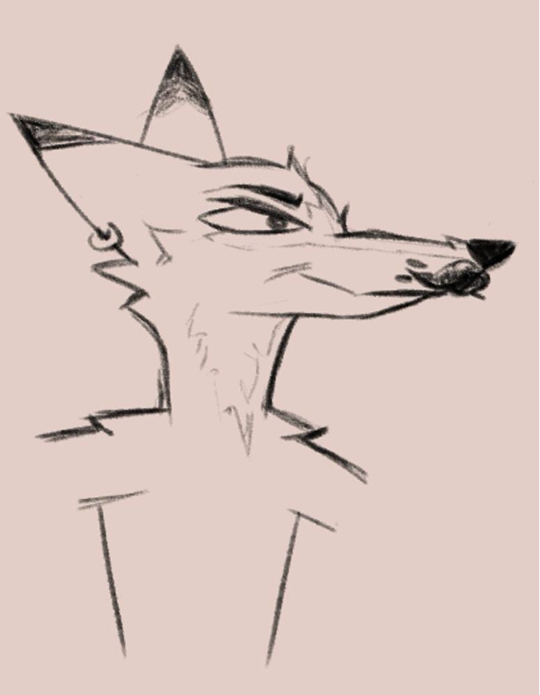 a sketch of the most handsome coyote in the world- the art doesn’t do him justice <3