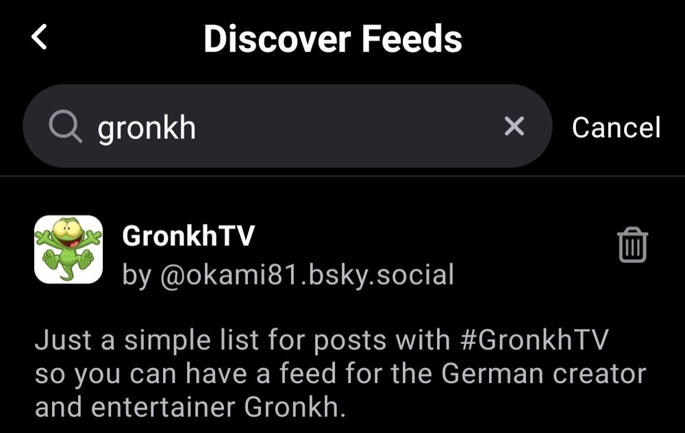 Screenshot of custom feed for GronkhTV.