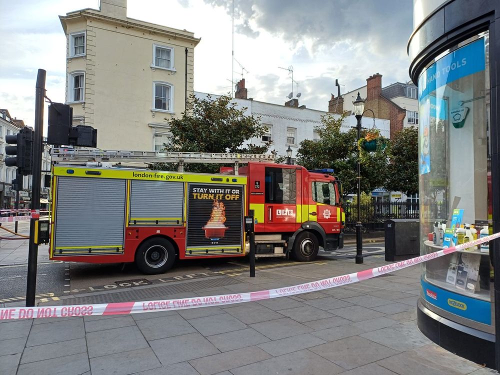A fire engine parked on the street