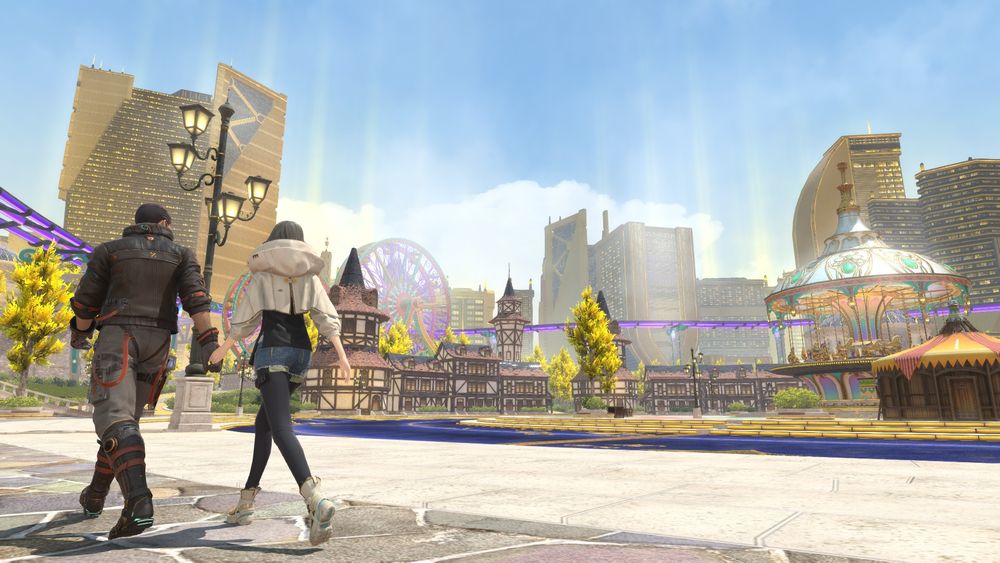 Sphene and Fin walking through Living Memory.