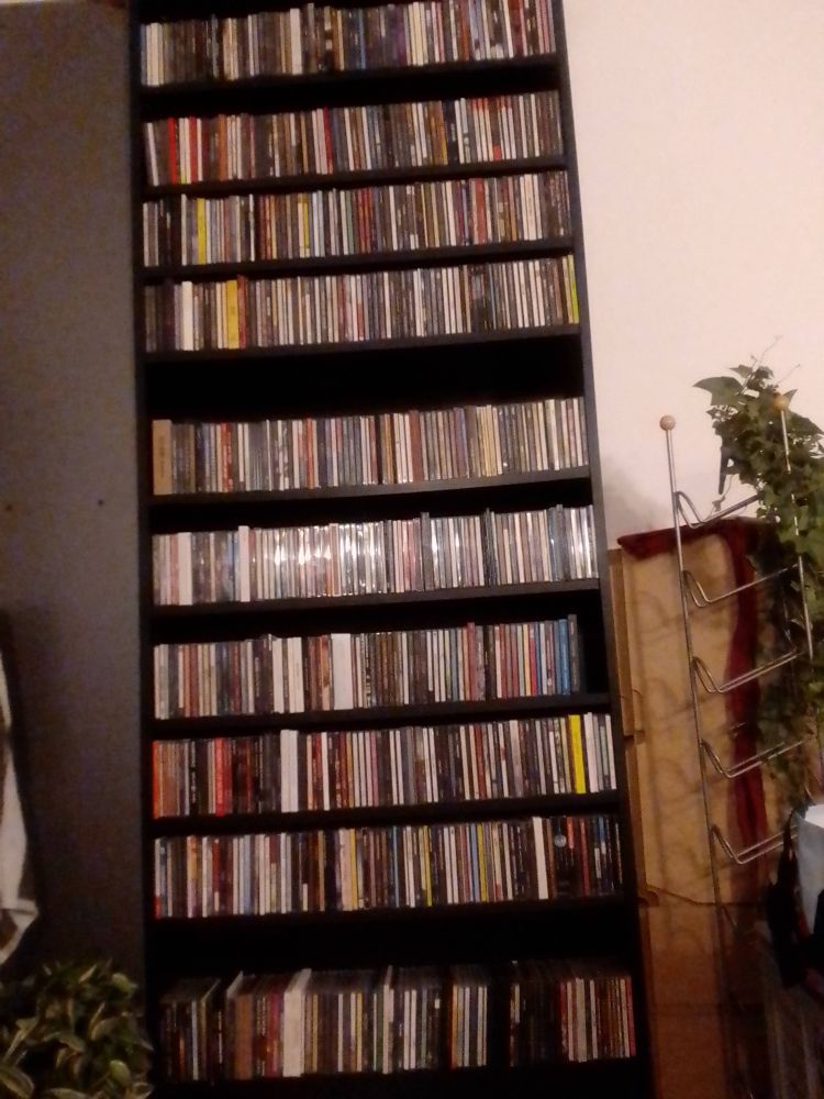 Ein Billy-Regal mit zusätzlichen Böden -  voller CDs 