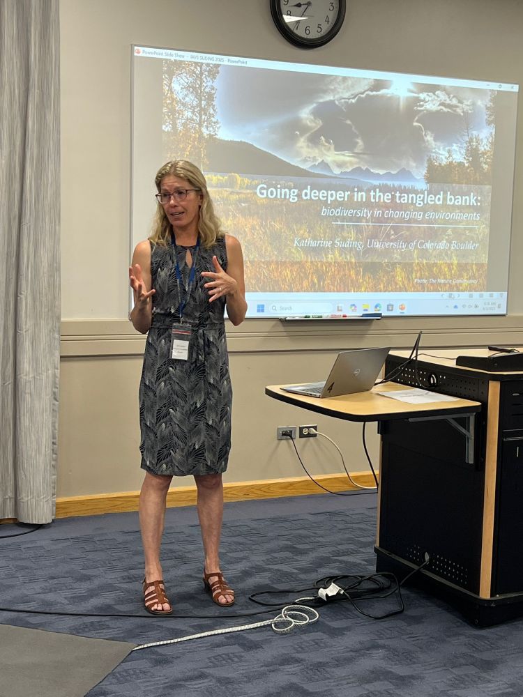 Katie Suding delivering her plenary talk at the 67th IAVS Annual Symposium in Greeley, Colorado. 