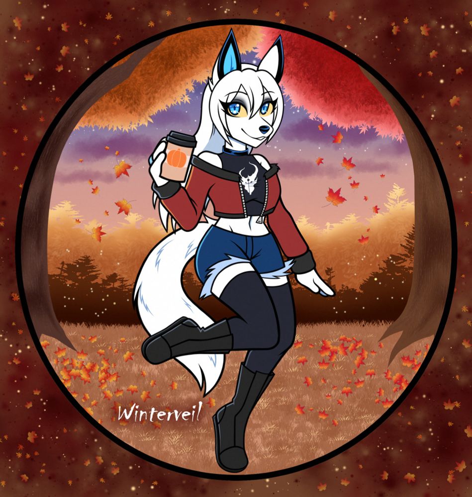 Autumn is here ~ 🍂💙

Another cozy autumn art, with pumpkin spice. Also just mix and matching my outfits. I brought back the classic red jacket if anyone remember from previous pieces. Also the logo on my top is Demon Hunter's (metal band). I love the background, definitely fitting for the current season!

Much love, Winter ~ 💙