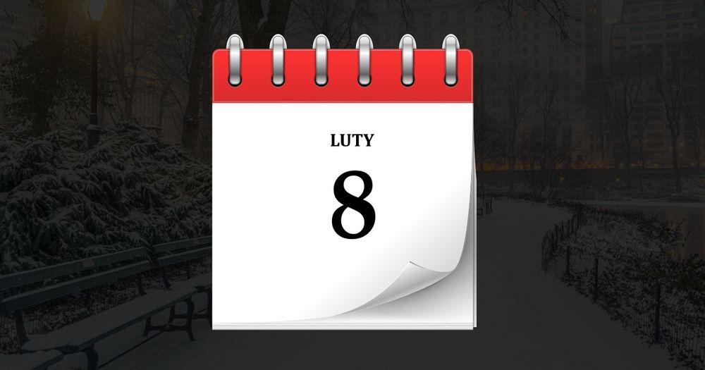Kartka z kalendarium ilustrująca dzień 8 lutego