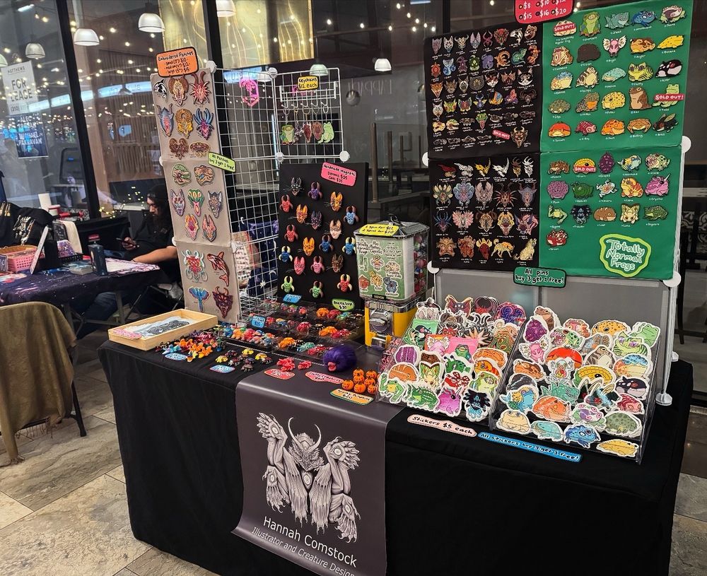 Full photo of my vending table with various products for sale