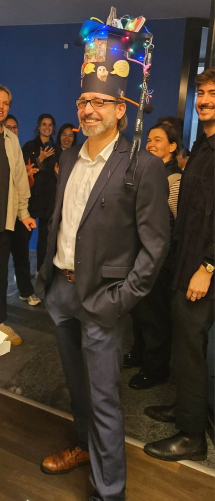 Me with the wonderful hat my team made for me