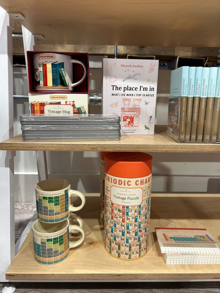 My book in a display on a shelf.