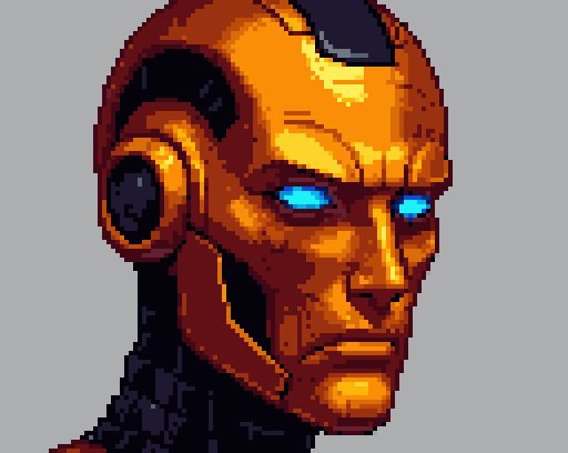 pixel art of a robot that is seamlessly changing color, style, and orientations