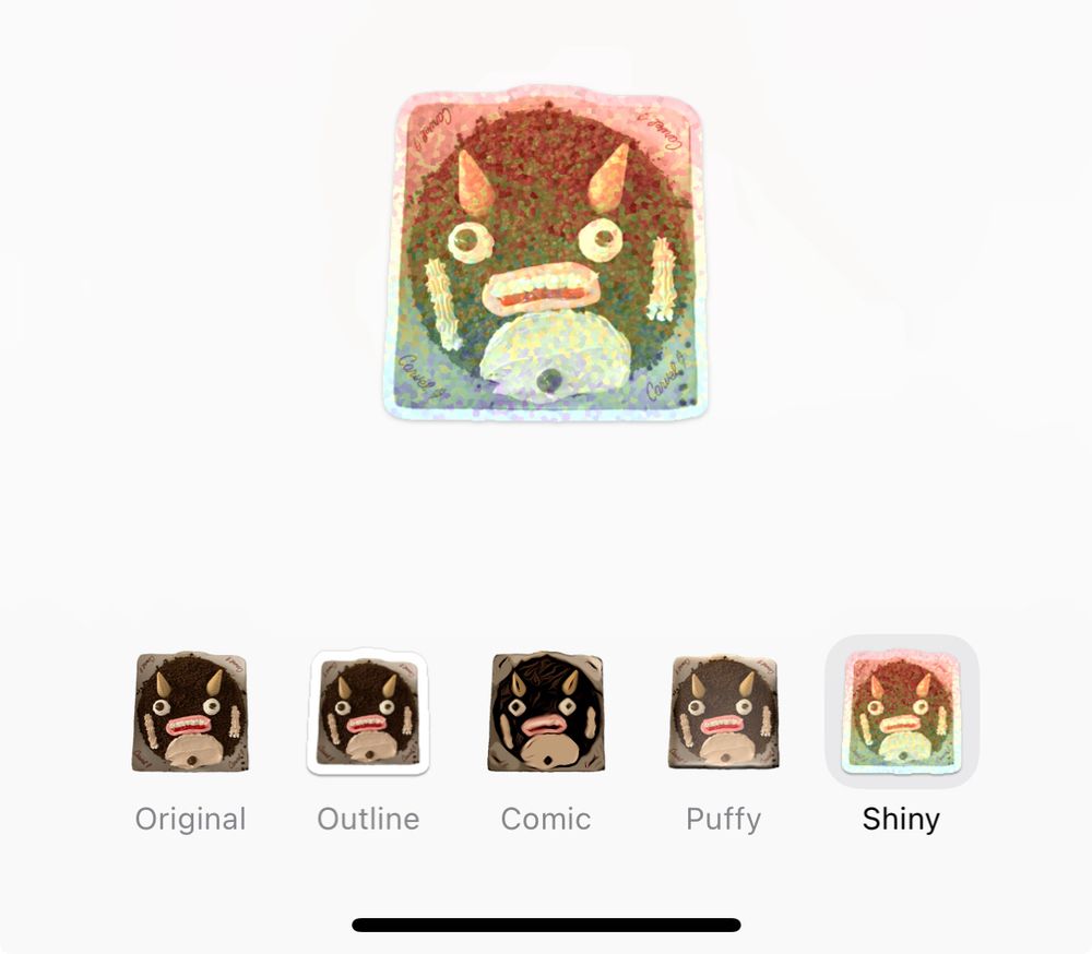 Monster cake iphone message sticker gets shiny effect. 