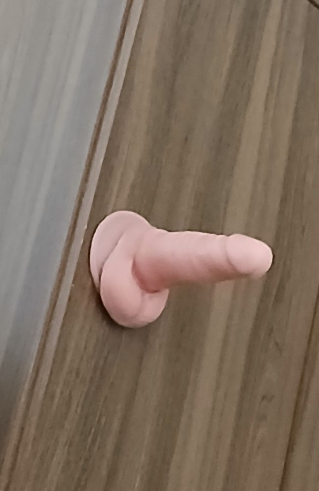 Piroca de aproximadamente 13 cm grudada numa porta de guarda roupa 