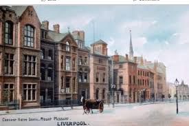 A photo from the 19th century shows the front of what is now the John Foster Building of Liverpool John Moores University.