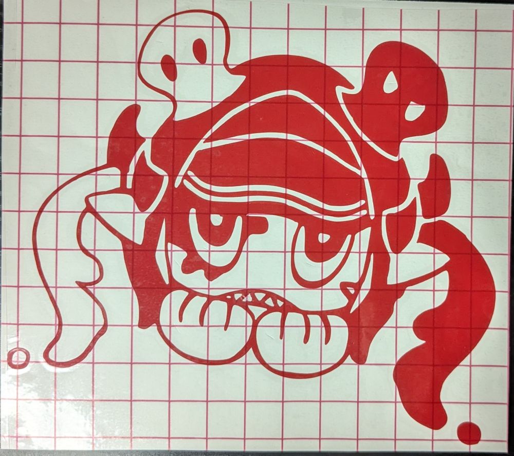 A photo preview of Sugar Riot's logo in a vinyl decal.