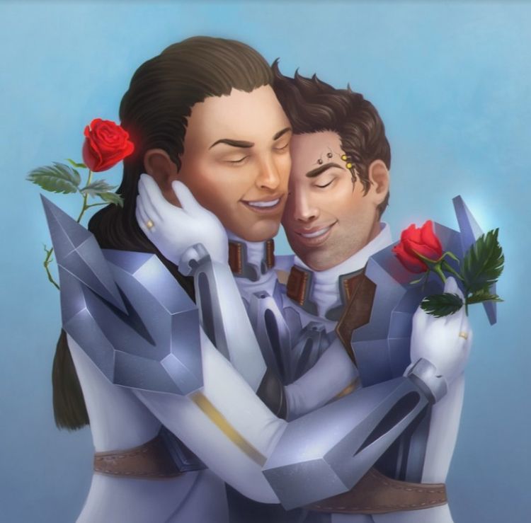 “My Eternal Beloved” by Dona Vajgand 
Lord Borias Wownomore and his husband Theron Shan from the video game Star Wars the Old Republic 