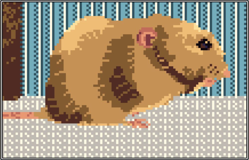 Pixel art rat eating something yummy