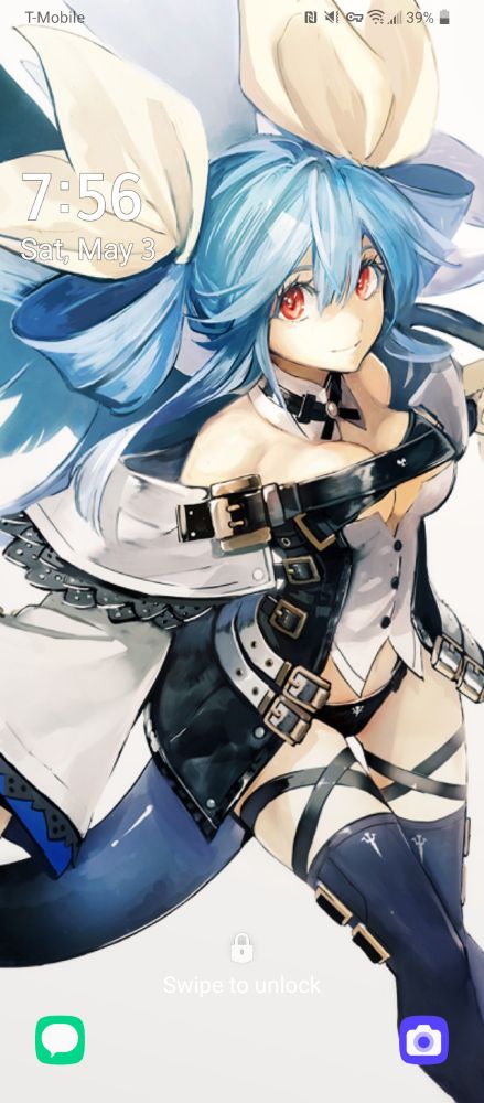Dizzy from Guilty Gear Xrd, smiling and looking angelic. 