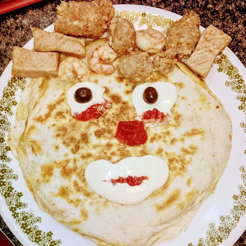 A gross looking Trump quesadilla that I made. It was actually pretty delicious though. 