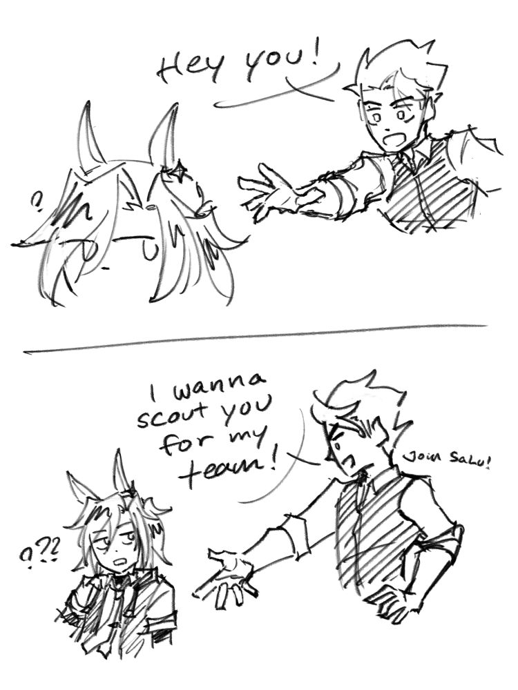 Trainer Haon: Hey you!
Trainer Nox: ?
---
Haon: I wanna scout you for my team! (Join SaLu!)
Nox: ???