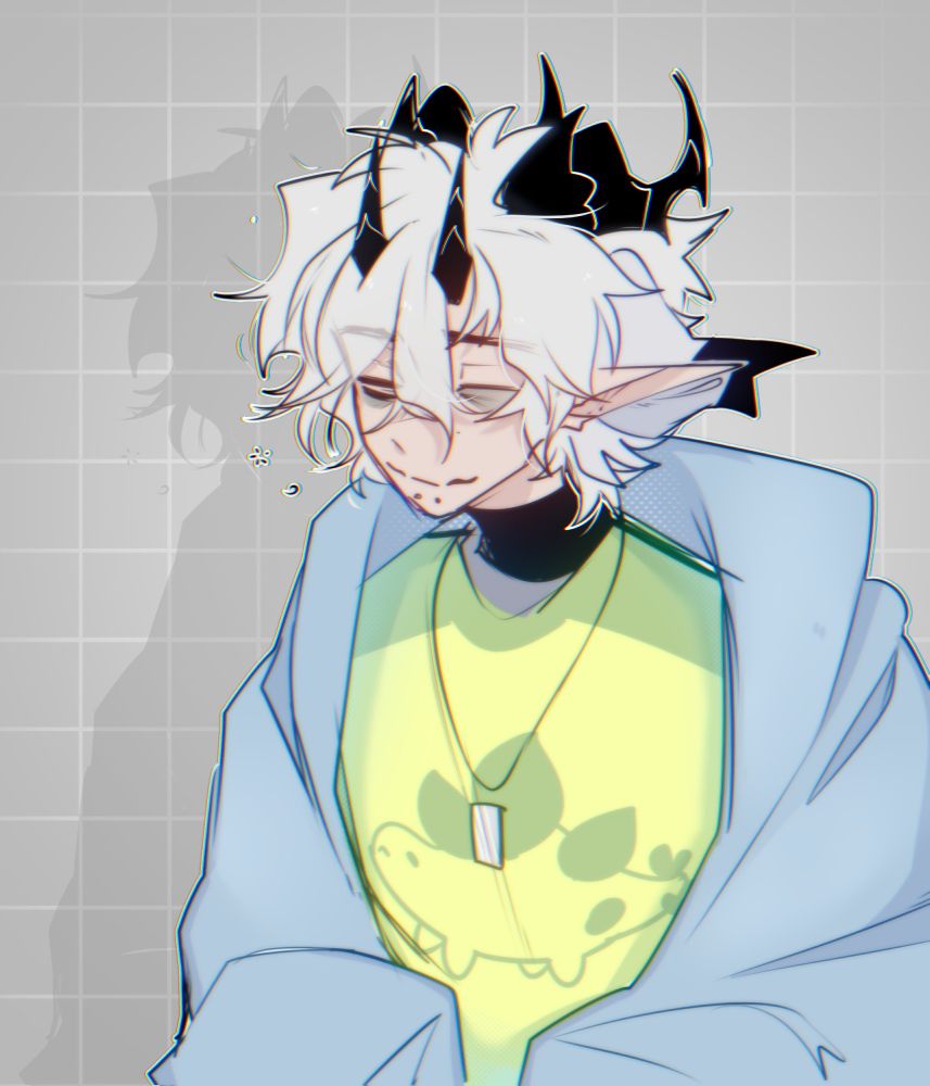 Sleepy character with blanket 