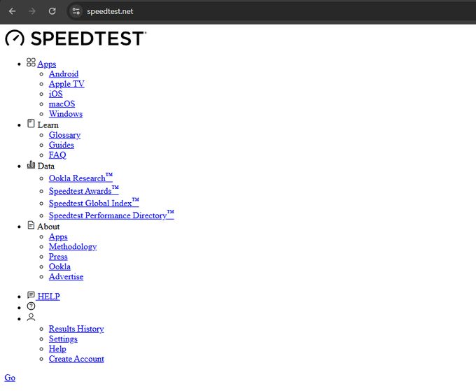 speedtest.net but the css failed to load so it's just default font blue text on a white background