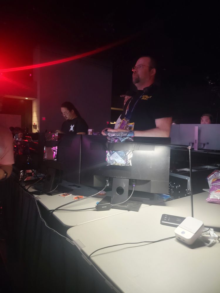 Oddy at the controls at Anthrocon managing the controls for the DJs on main stage.