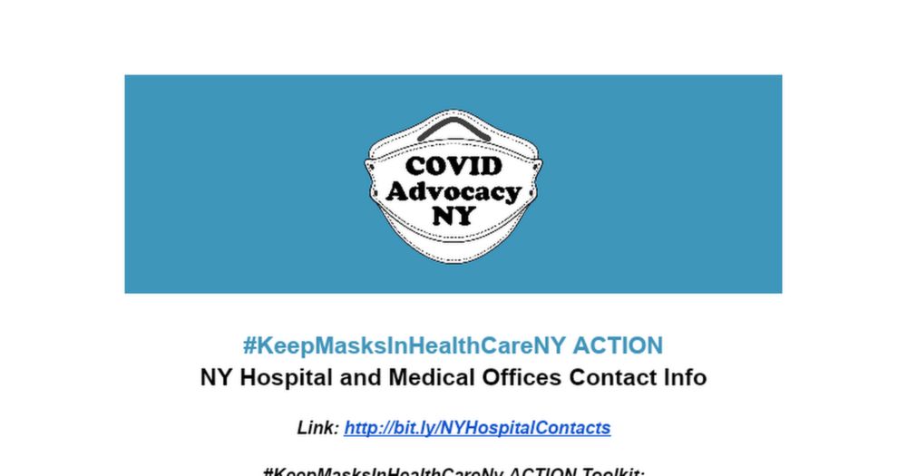 NY Hospitals Contact List - Keep Masks In HealthCare in NY