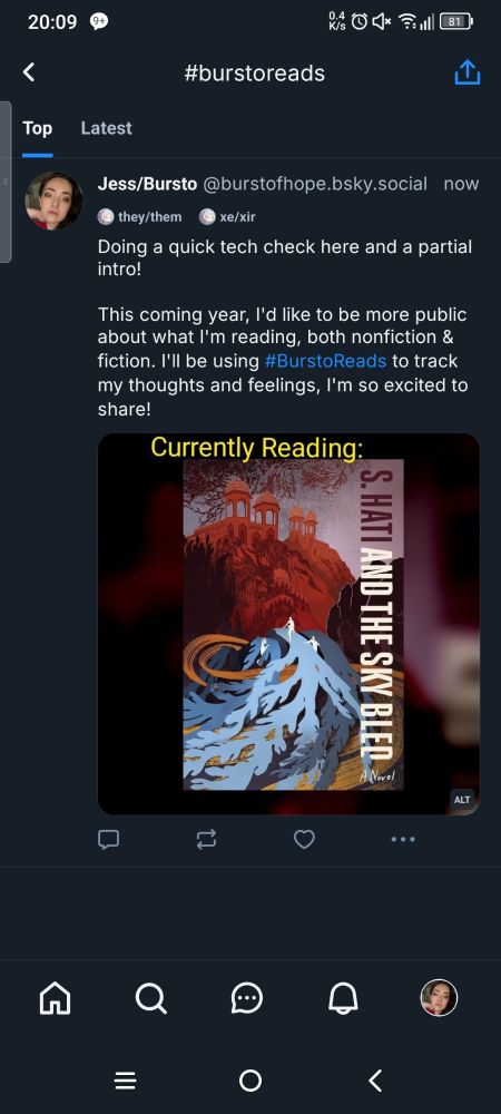 Bluesky screenshot of a feed created by clicking on a user's hashtag in bio
