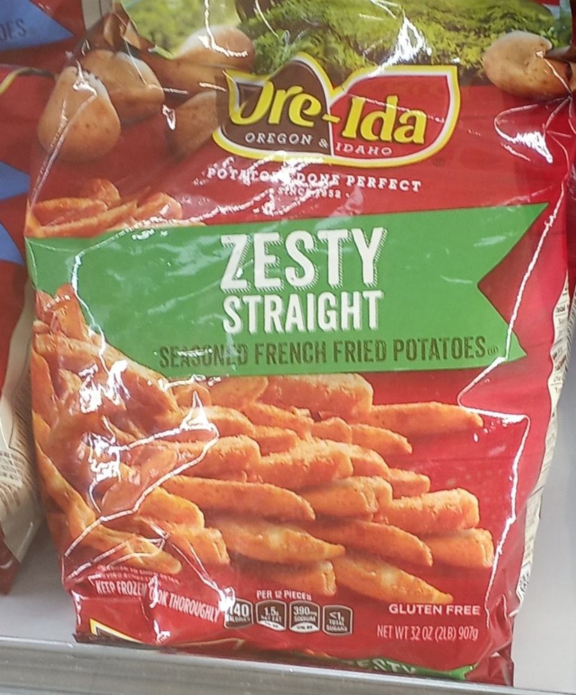 A bag of "zesty straight" French fries from Ore Ida