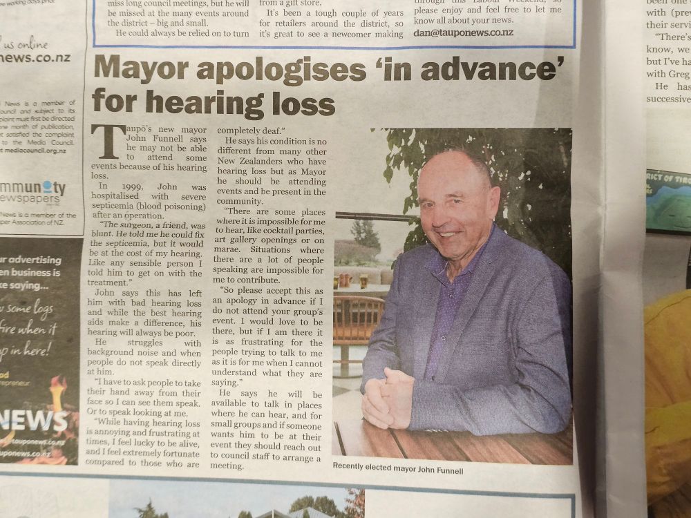 Article in the Taupō Times about the new mayor, John Funnell