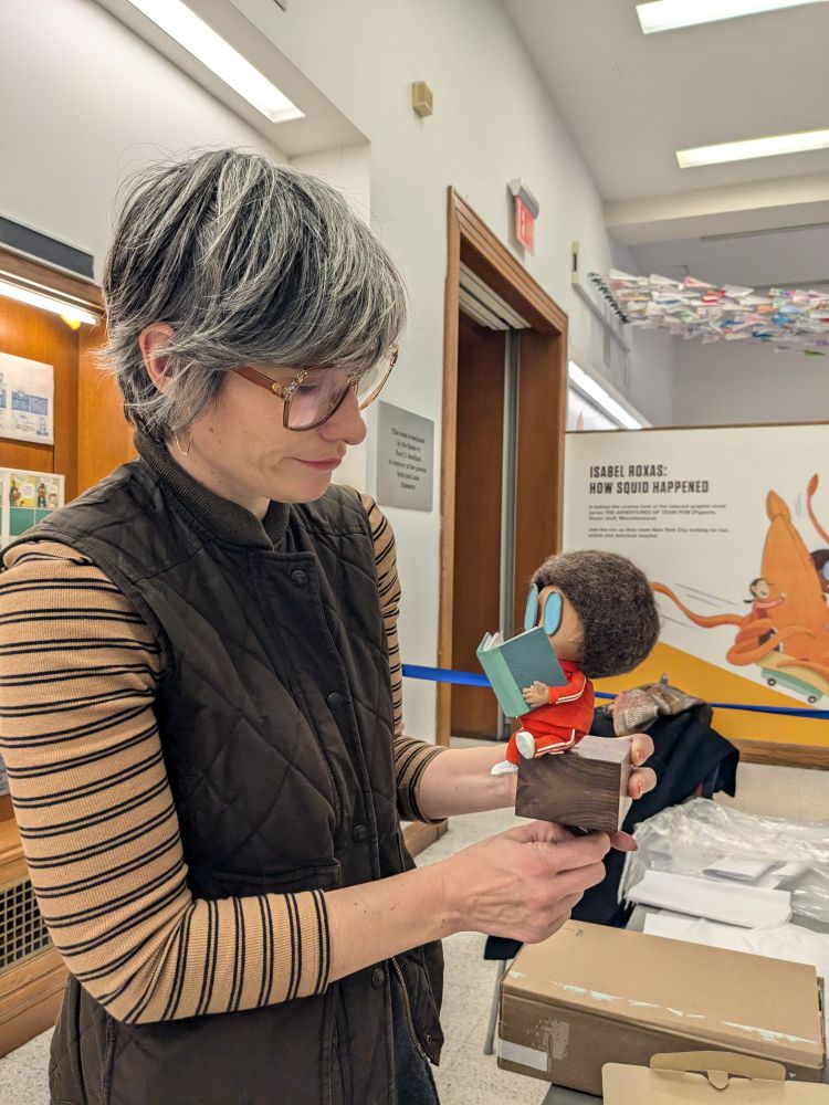 Curator Cora have a wee chat with Ruby model in Central Brooklyn Public Library.