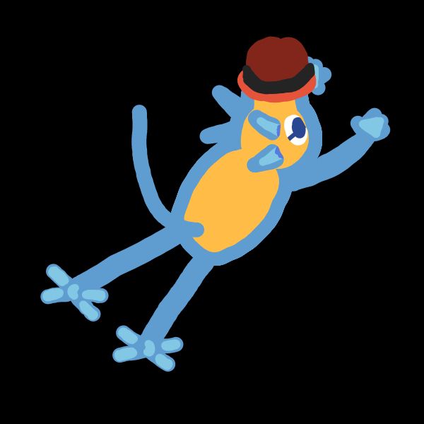 A Rotom shapeshifted to resemble an Avali splooting. The red fedora indicates it's myself.