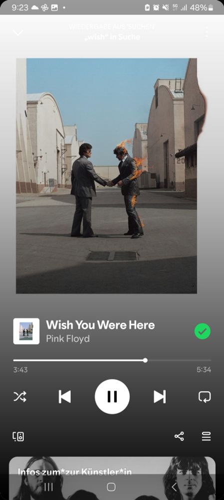 spotify screenshot von pink floyd wish you were here