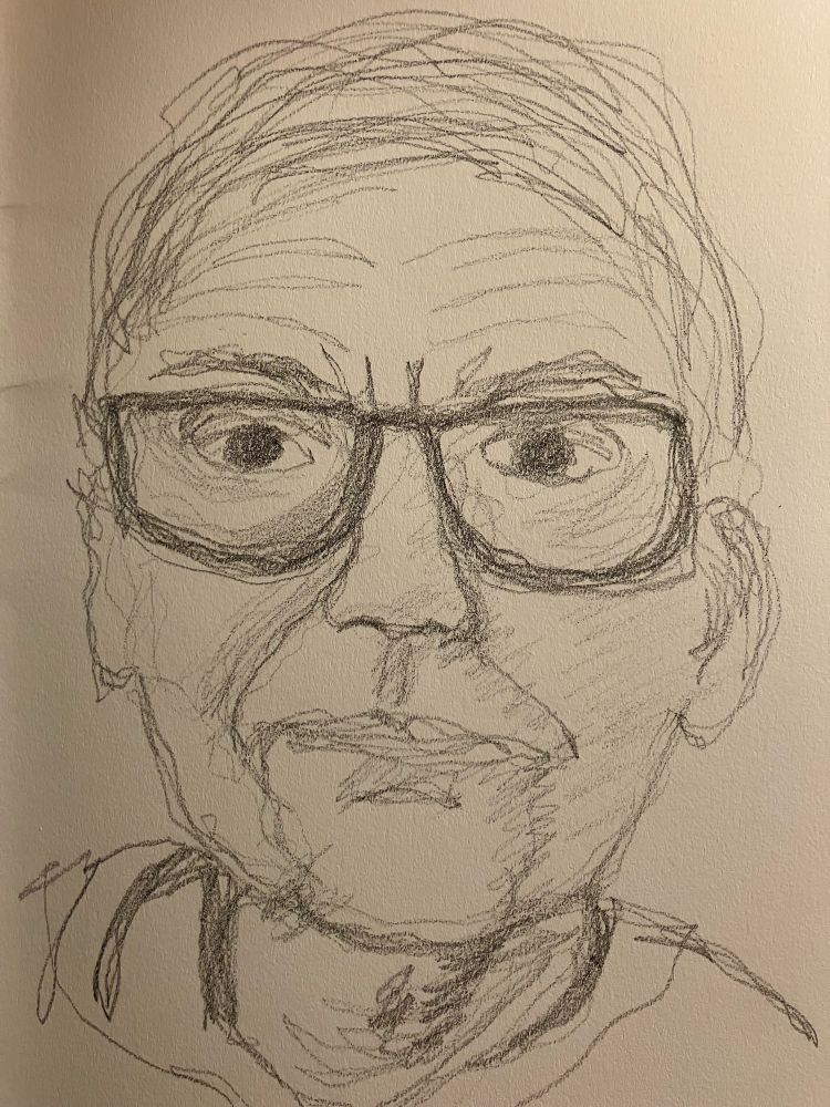 Continuous line drawing self portrait 