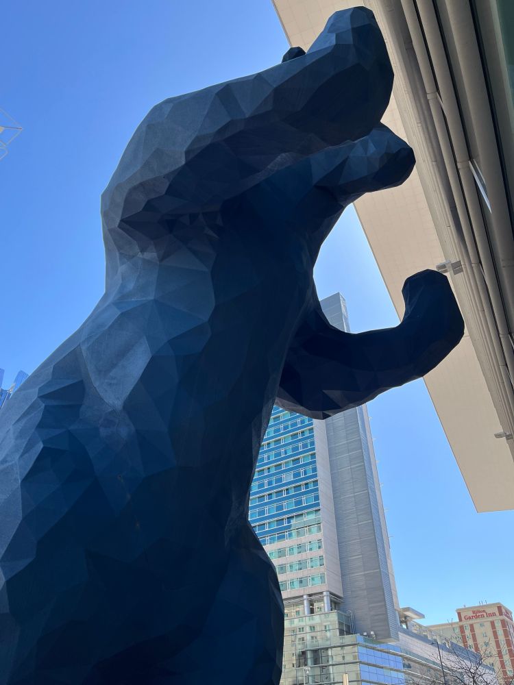 Blue bear statue 