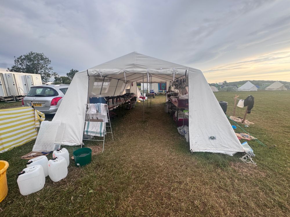 View thru kitchen tents - preparation and cooking areas
