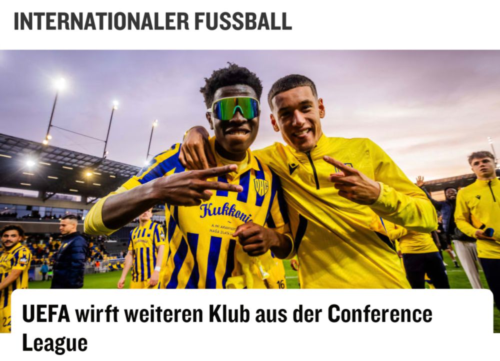 Schlagzeile: UEFA wirft weiteren Klub aus der Conference League
