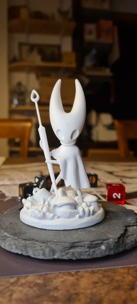 3D printed figurine of Hornet from Silksong. It's her default standing pose.