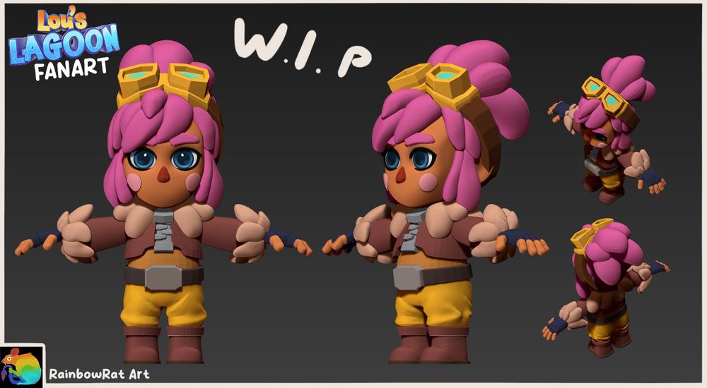 A render in zbrush of the character from Lou's Lagoon