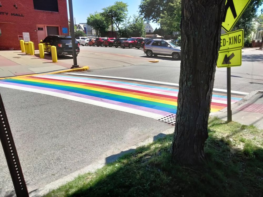 LGBTQIA+ Pride crosswalk in RI... let's see them try to make US paint it over!! 